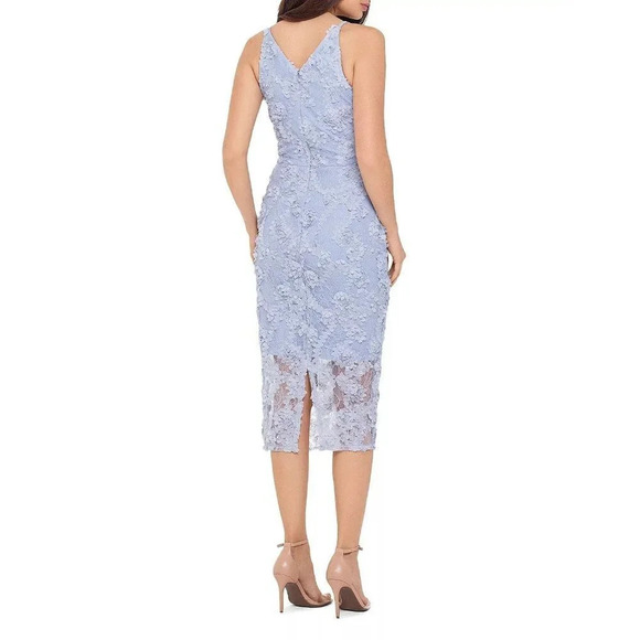 NWT Xscape Lilac Gray 3D Floral Lace Midi Dress $219 - Picture 4 of 13